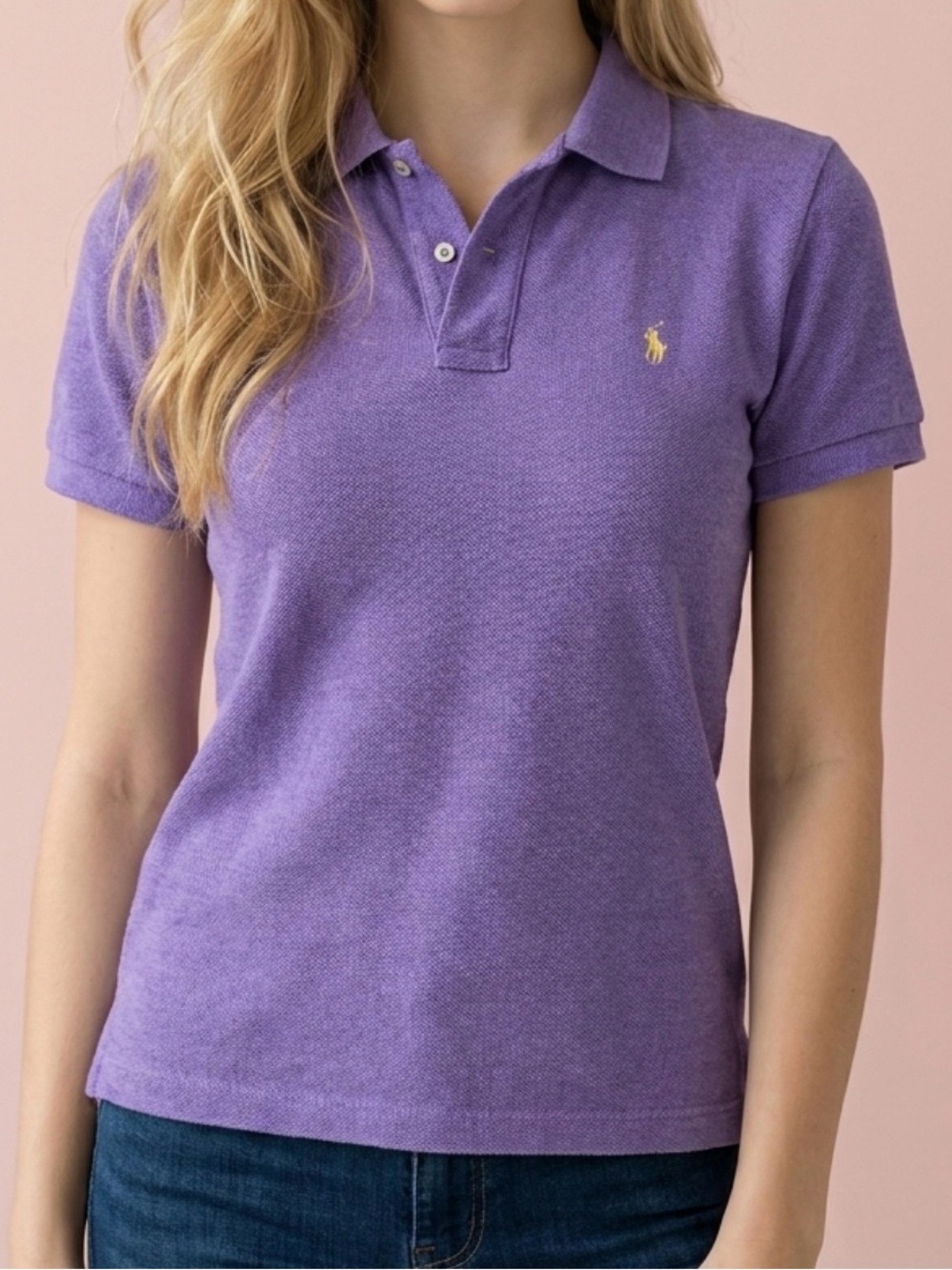 RALPH LAUREN SPORT Purple Polo collared Shirt with 3 Buttons. SZ L